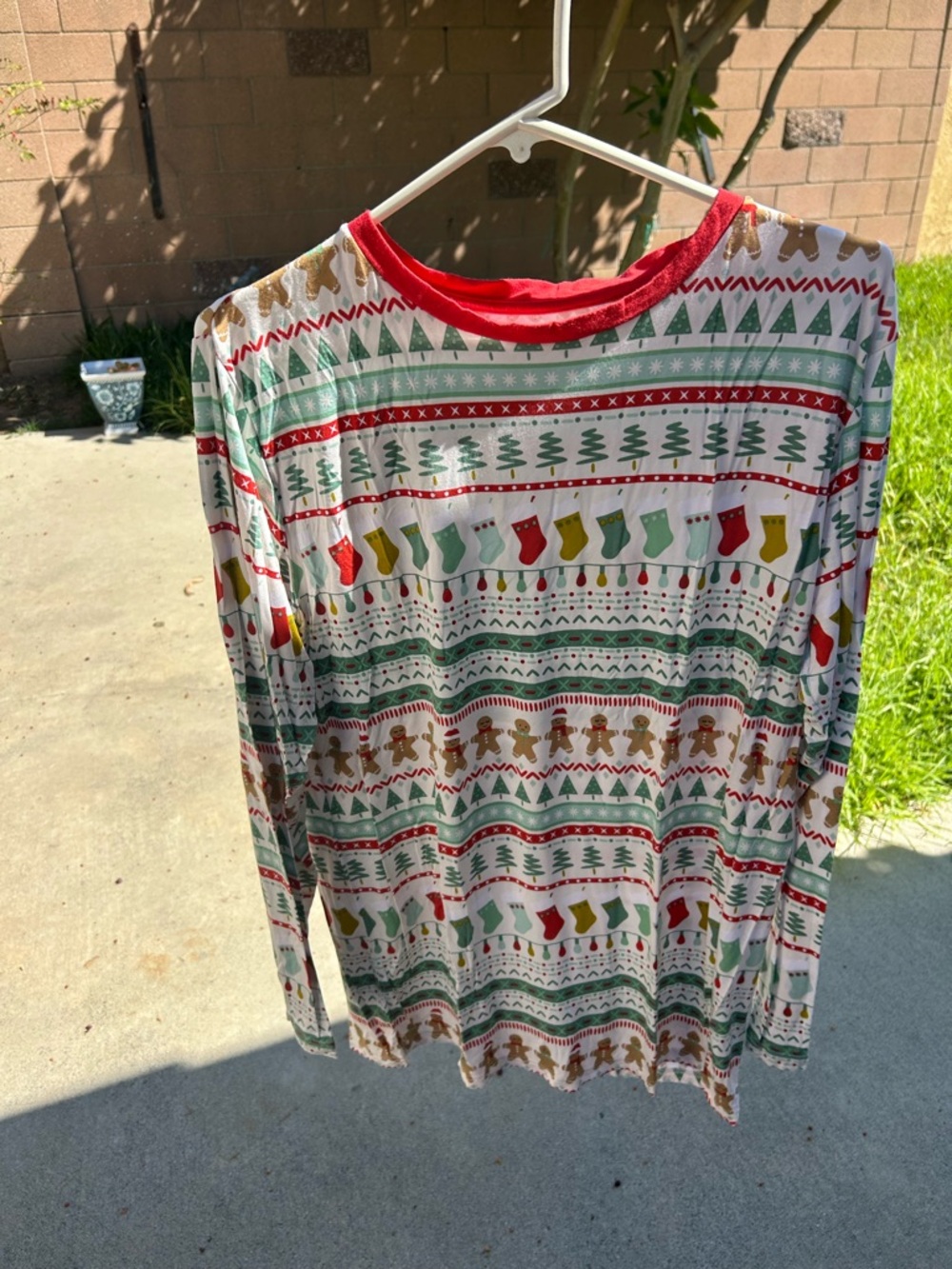 Little Sleepies Red, Green and Cream Holiday Crewneck pj top